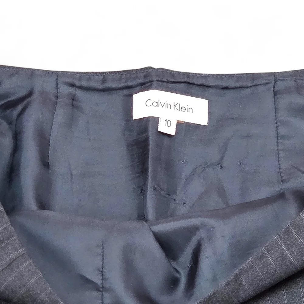 Calvin Klein Charcoal Pinstripe A-Line Skirt Size 10